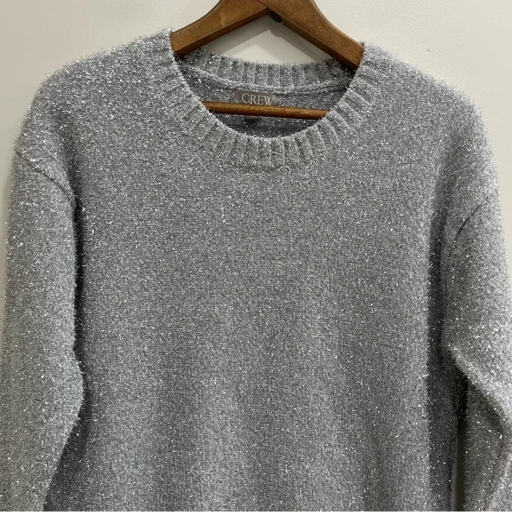 J.Crew Relaxed Crewneck Sweater in Metallic Brushed Yarn Silver New YearvSmall